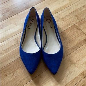 New Sam Edelman Blue Suede Pointe Flats